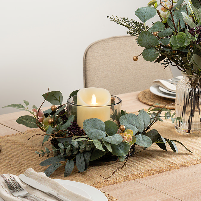 Avery Rustic Eucalyptus Candle Holder