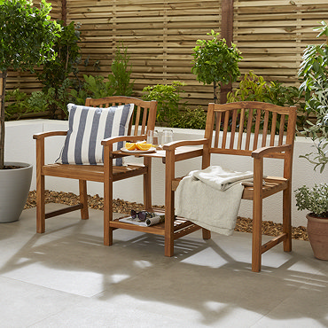 side on image of companion bench - two seats with short table between