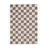 image cut out on white background of grey and cream checkered rug
