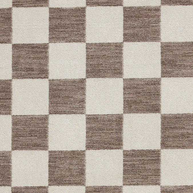 close up on grey and cream colour and texture of checkered rug