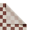 image of plum and cream checkerboard folded at the corner to show floor-facing material