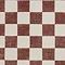 close up on texture and colour of plum and cream checkered rug