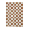 image cut out on white background of checkered cream and walnut rug