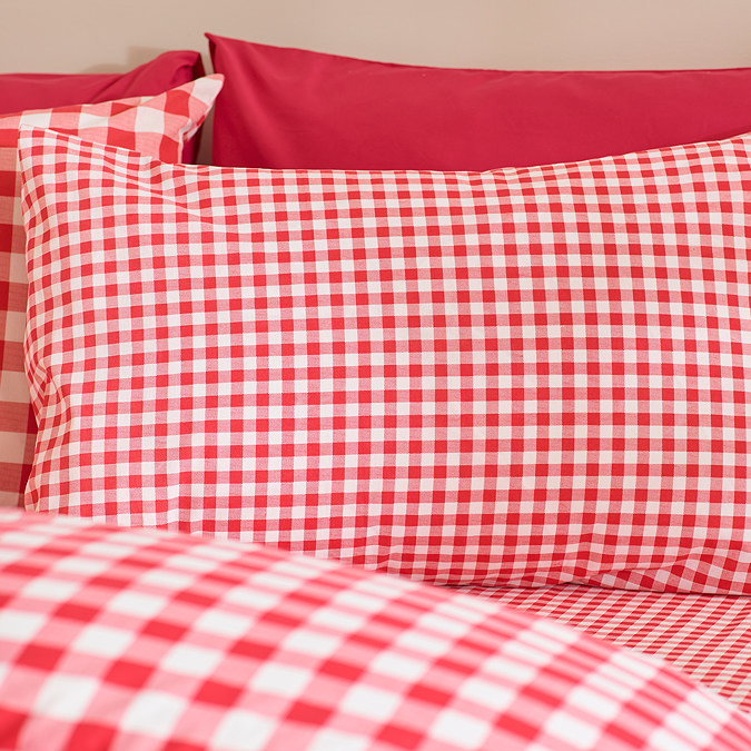 Bamford Gingham Check duvet cover set on bed image 2