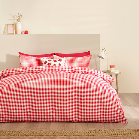 Bamford Gingham Check duvet cover set on bed image 1