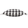 image cut out on white background of black and white checkered cushion on its side to show its plushness