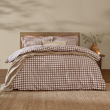 Barton Gingham Check Duvet Cover Set on bed image