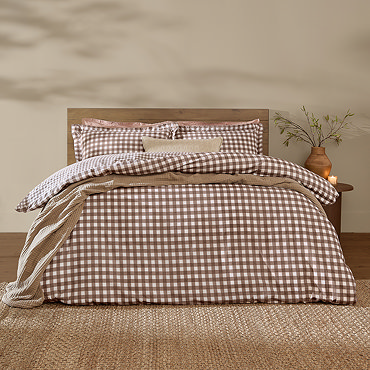 Barton Gingham Check Duvet Cover Set on bed image