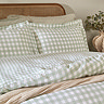 Barton Gingham Duvet Set Eucalyptus on bed image