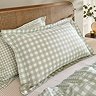 Barton Gingham Duvet Set Eucalyptus on bed image