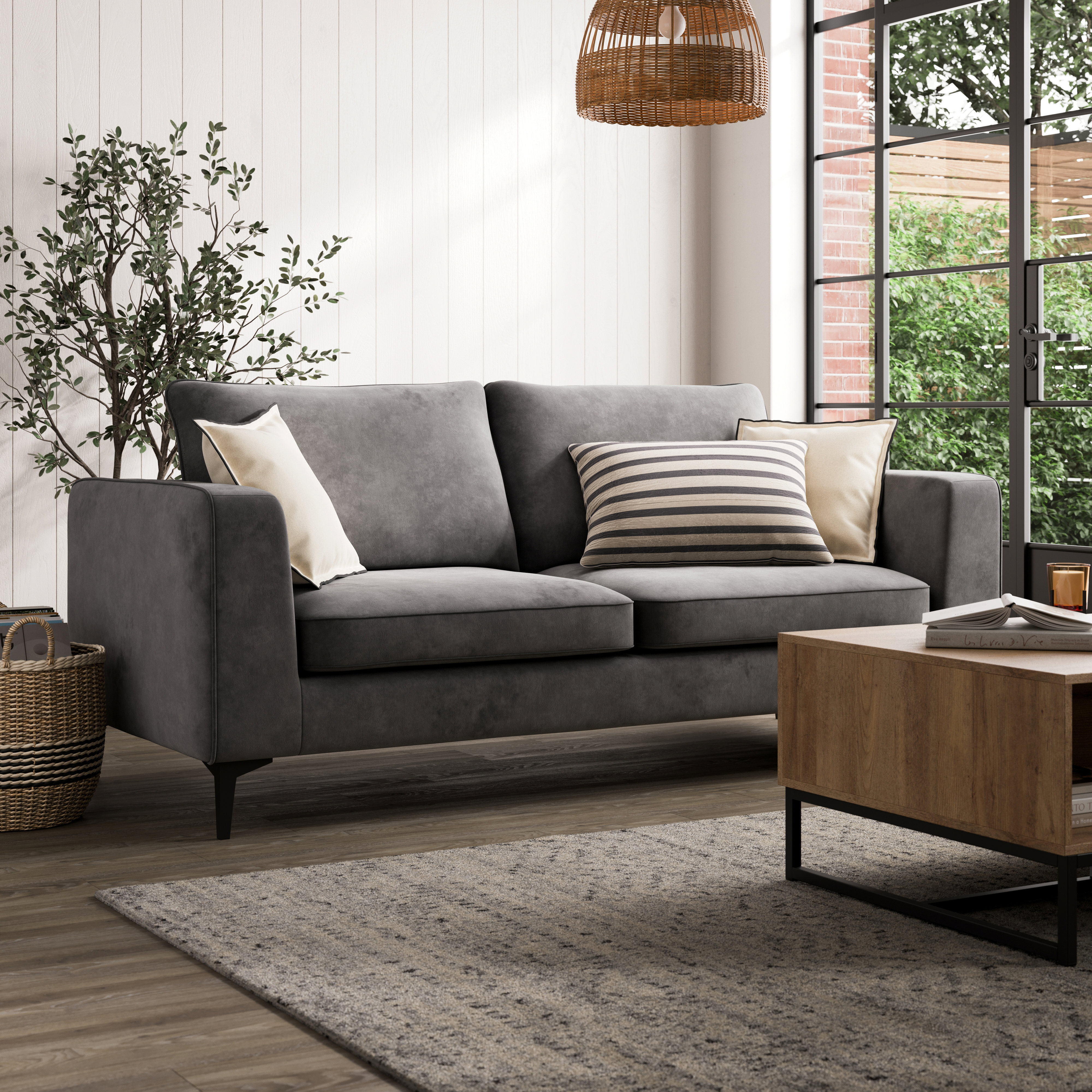 Baxter Graphite Grey 3 Seater Sofa