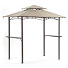 image cut out on white background of steel gazebo with polyester tiered roof