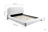 image cut out on white background of double white boucle bed with black arrow line dimensions to show size