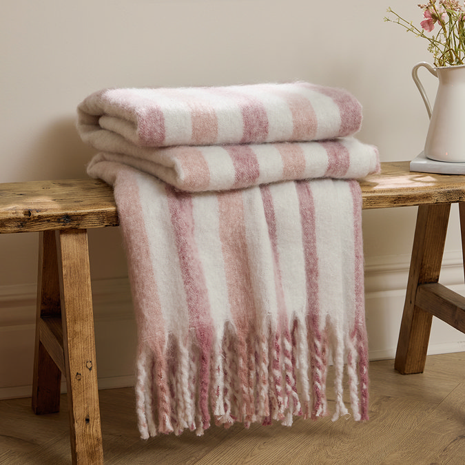 beechwood throw in camellia on bench image