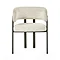 image cut out on white background of cream chenille chair with black legs