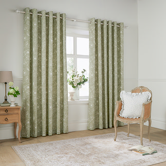 Bella Sage Eyelet Curtains on window image