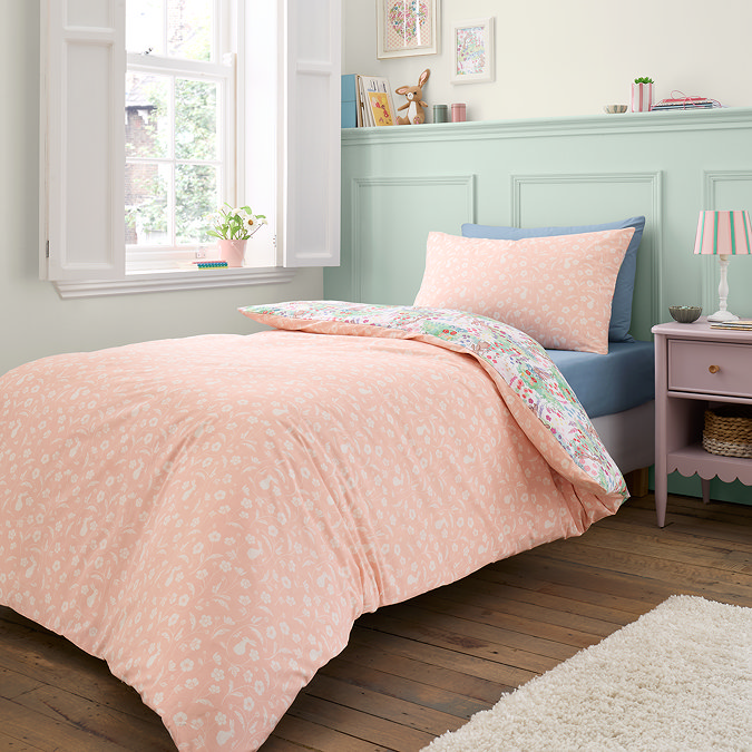 Meadow Bunnies duvet cover set on bed image 