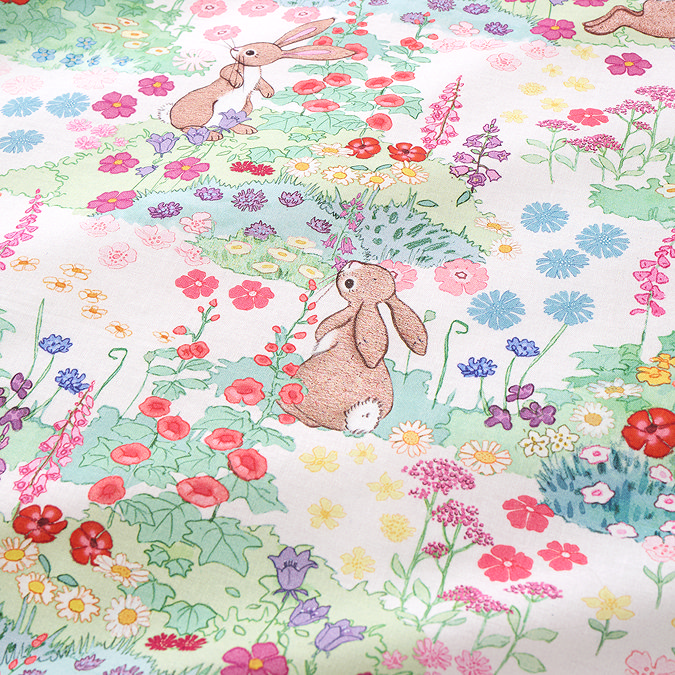 Meadow Bunnies duvet cover set on bed image 