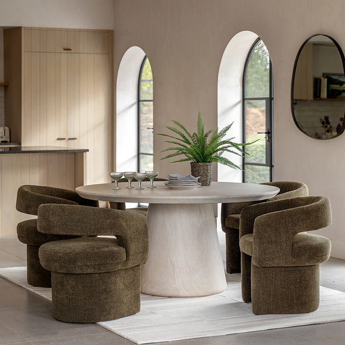 Bennet Boucle Dining Chair in Green lifestyle image with dining table