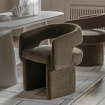 Bennet Boucle Dining Chair in Green lifestyle image with dining table