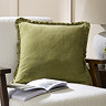 Bertie Washed Cotton Velvet Cushion - Sage main image
