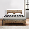front on image of wood effect bed with black metal edging