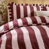 Birdie Stripe Duvet Cover Set Raspberry Front Shot Close Up