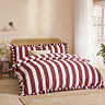 Birdie Stripe Duvet Cover Set Raspberry Front Shot