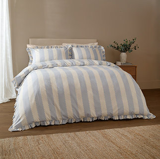 Blue and linen birdie duvet cover set image 1