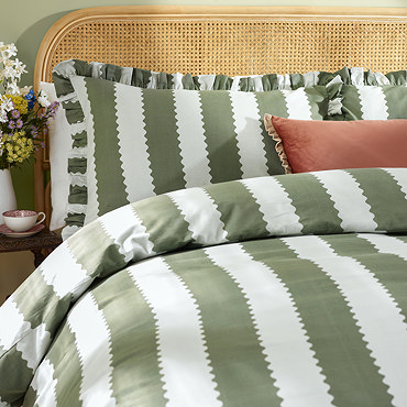 Birdie Stripe Ruffle Green Stripe