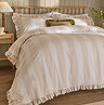 Birdie stripe oat and milk duvet cover set close up image 3