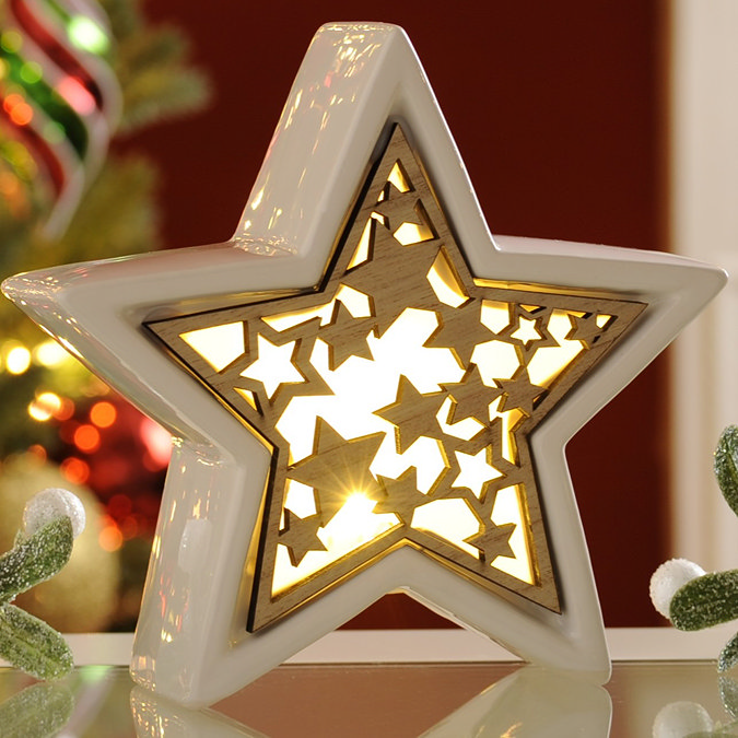 penny lit wooden star