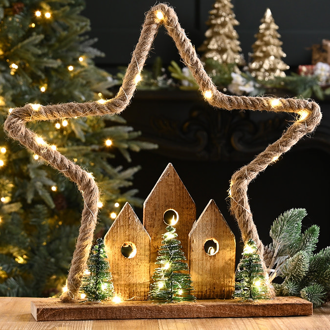 Lit wooden village