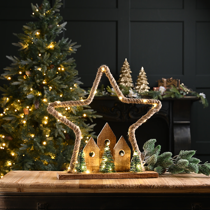 Lit wooden village