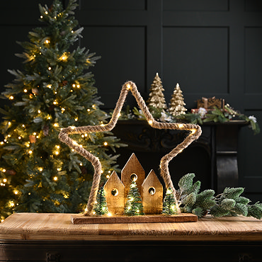 Lit wooden village
