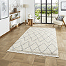 boho cream and grey rug on floor image 1