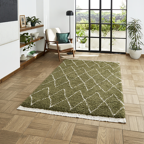 Boho Rug in green on floor image 1