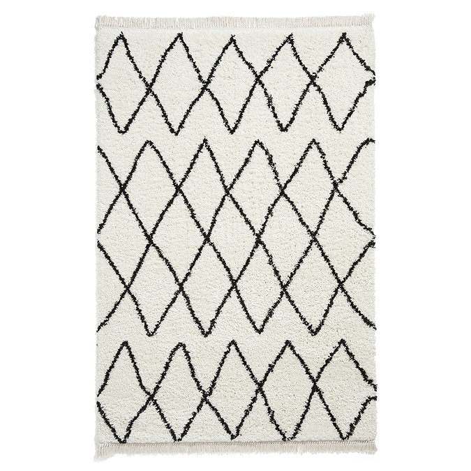 white and black boho rug product image 3
