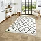 white and black boho rug on floor image 1