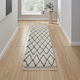 white and black runner on floor image 1