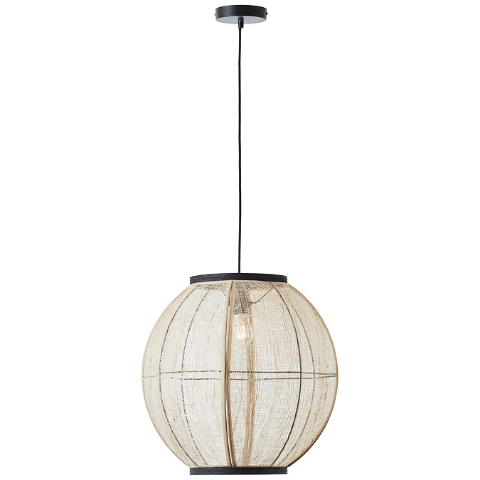 image cut out on white background of circular linen boho style shade