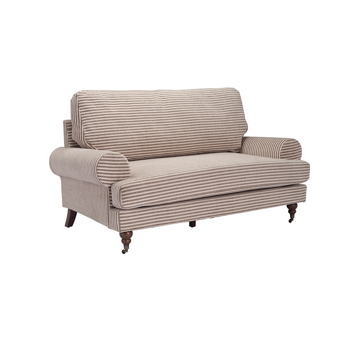 angled cut out image of grey striped 2 seat sofa