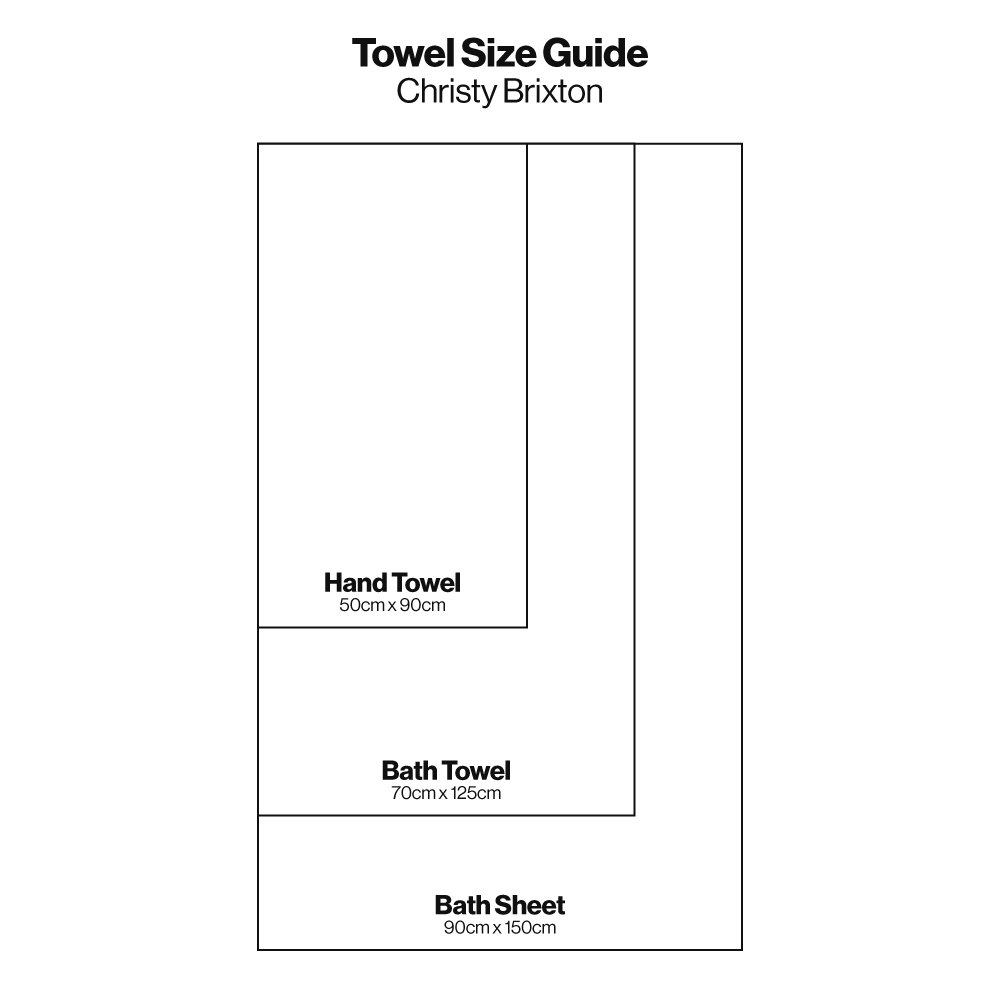 christy brixton towels size guide