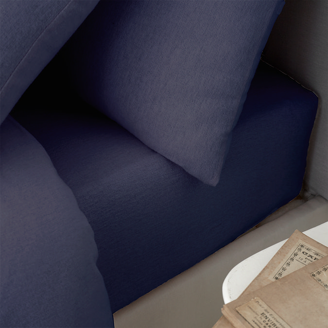 Brushed Cotton Fitted Sheet Navy