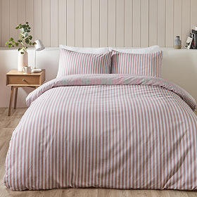 Brushed Cotton Stripe Duvet Pink