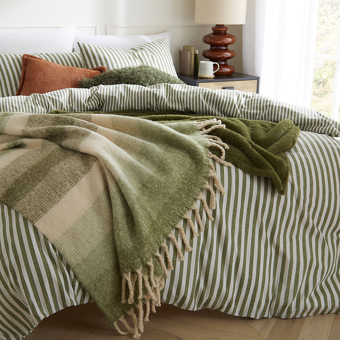 Brushed Cotton Stripe Green Lifestyle