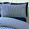 Brushed Cotton Stripe Duvet Set Navy Pillows
