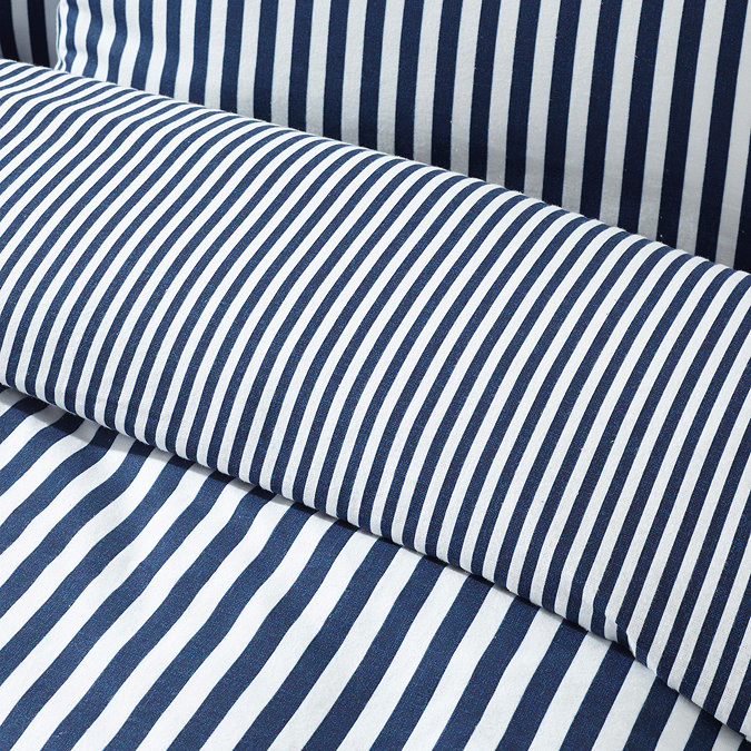 Brushed Cotton Stripe Duvet Navy Close Up