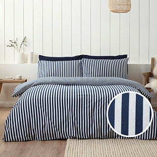 Brushed Cotton Striped Navy PL Image