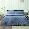 Brushed Cotton Stripe Duvet Set Navy